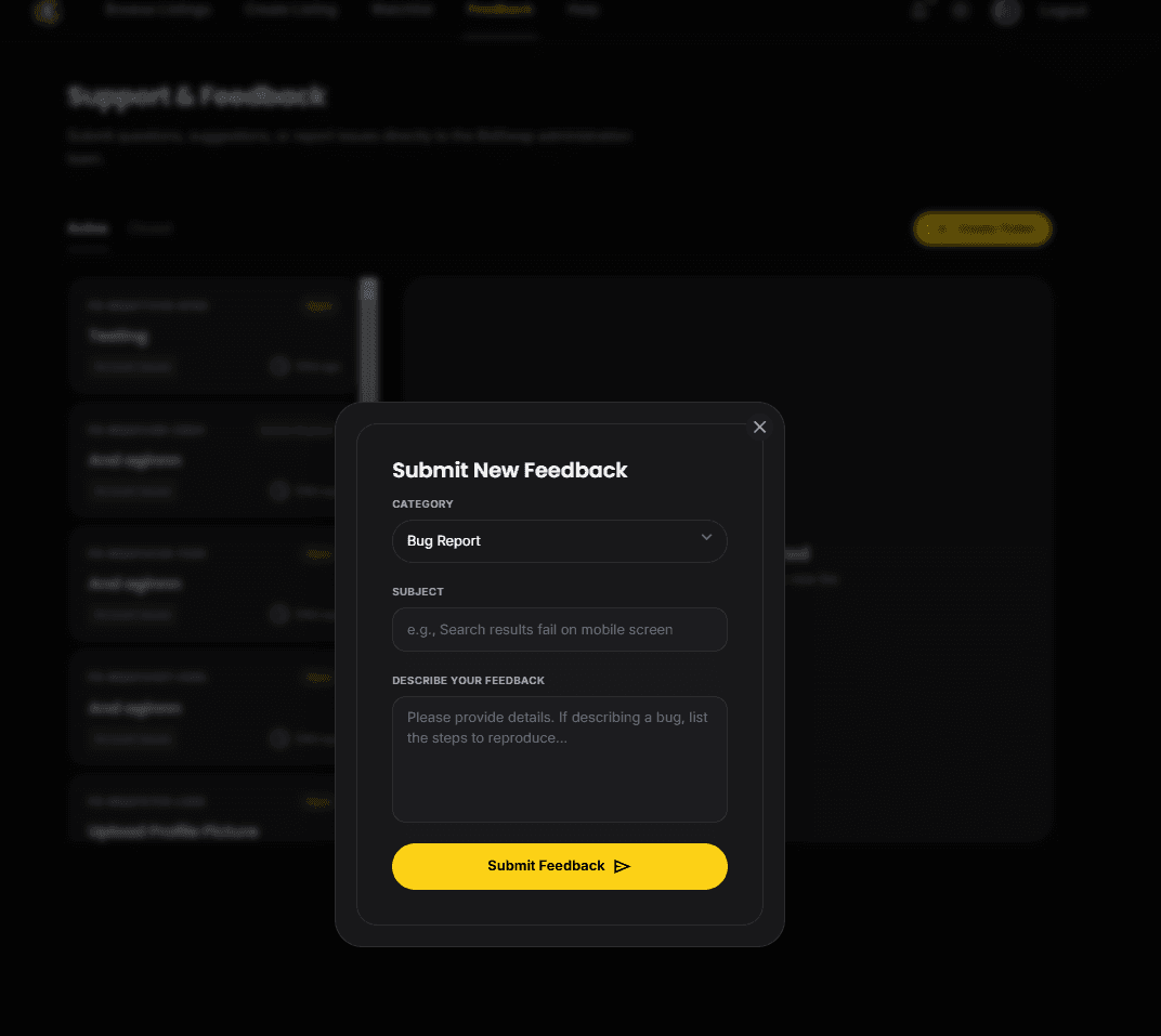 Feedback and support ticket thread