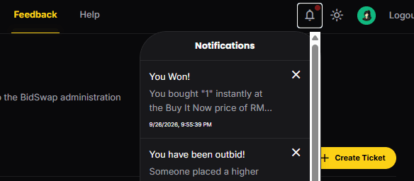 Notification dropdown